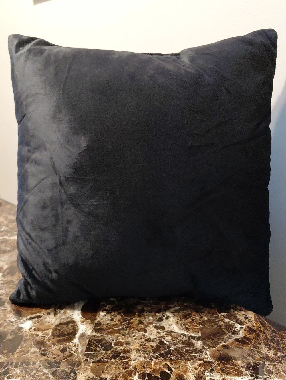 NWOT Karl Lagerfeld Paris Black Velvet & Silver Roses Decorative Throw Pillow